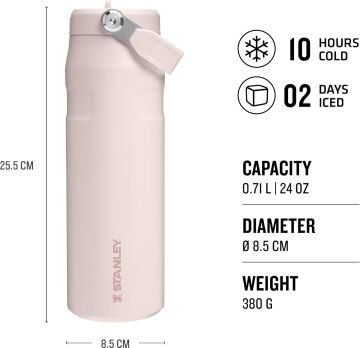 Stanley The IceFlow Flip Straw Pipetli Termos 0,70 LT Açık Pembe