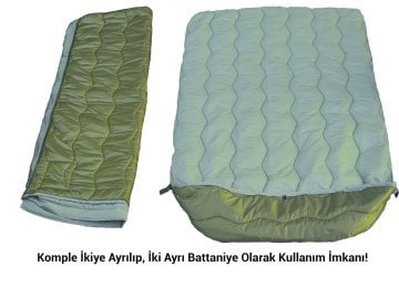 Bushlove Family -19 Derece Çift Kişilik Haki Uyku Tulumu