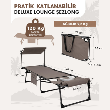 KingCamp Magnolia B10 Plus Hands-Free Premium 7 Kademeli Katlanır Şezlong Beige