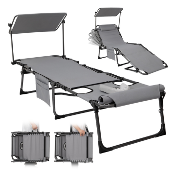 KingCamp Magnolia B10 Plus Hands-Free Premium 7 Kademeli Katlanır Şezlong Grey