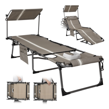 KingCamp Magnolia B10 Plus Hands-Free Premium 7 Kademeli Katlanır Şezlong Grey/White