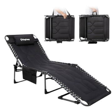 KingCamp Magnolia B20 Premium 7 Kademeli Katlanır Dolgulu Şezlong Black