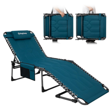 KingCamp Magnolia B20 Premium 7 Kademeli Katlanır Dolgulu Şezlong Blue
