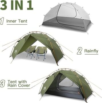Night Cat ZP-34 2 Kişilik 4 Mevsim Alüminyum Ultralight Çadır - Yeşil