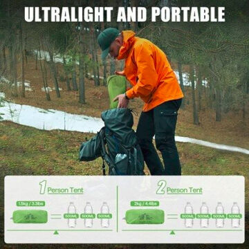 Night Cat ZP-U2 1 Kişilik 4 Mevsim Alüminyum Ultralight Çadır - Yeşil