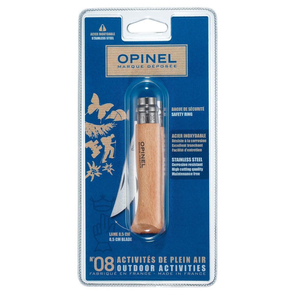 Opinel Inox Kayın Saplı 8 No Çakı Ambalaj (000405)