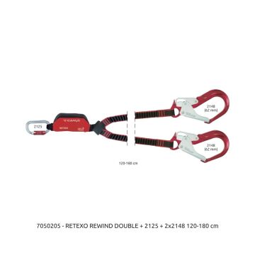 Camp Retexo Geri Sarımlı Şok Emicili Lanyard Rewind Double 115 - 175 cm 0981E + 2x2017 Bağlantı Konfigürasyonu EN 355