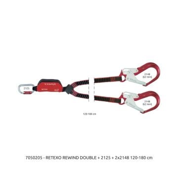 Camp Retexo Geri Sarımlı Şok Emicili Lanyard Rewind Double 115 - 175 cm 0981E + 2x2017 Bağlantı Konfigürasyonu EN 355