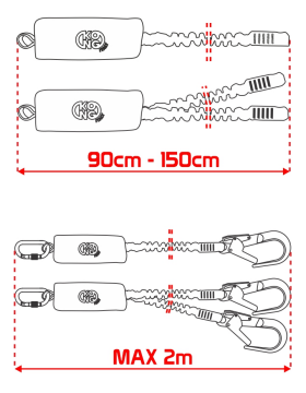 Kong Eaw Y Set Queedy Karabinalı Şok Emici Energy Absorber Y Lanyard 90cm Turuncu 202SETE12KK (NFC)