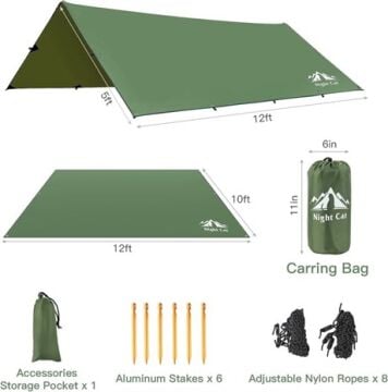 Night Cat TM-01 300 x 360 cm Tarp - Yeşil
