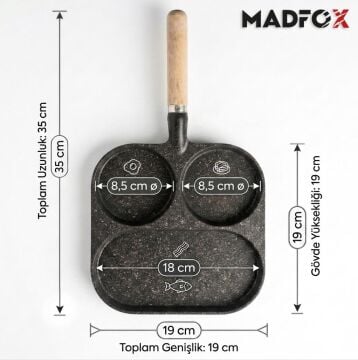 Madfox TrioChef 3 Gözlü Granit Döküm Tava