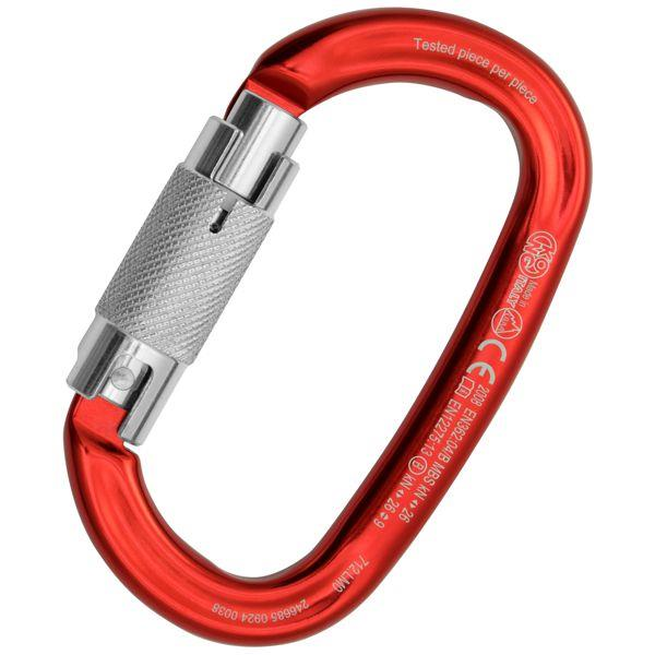 KONG Ovalone Alu Auto Block – Otomatik 3 Kilitli Oval 26KN Alüminyum Karabina (EN 12275 / EN 362 / UIAA / EAC Sertifikalı) Red