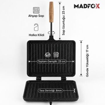 Madfox GrillPress Granit Döküm Çift Taraflı Tost & Izgara Tavası