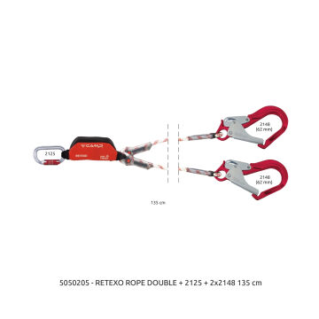 Camp Retexo Rope Lanyard Double 135 cm 0981E + 2x098401E Bağlantı Konfigürasyonu EN 355