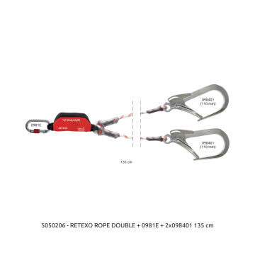 Camp Retexo Rope Lanyard Double 135 cm 0981E + 2x098401E Bağlantı Konfigürasyonu EN 355