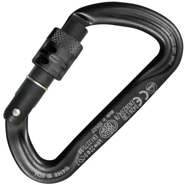 Kong Argon S Screw Sleeve 22KN Asimetrik D Alüminyum Vidalı Karabina EN 362 - EN 12275  719HA0NNNKK Black