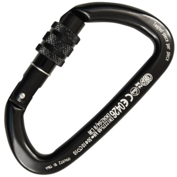KONG Guide Screw Sleeve – Vidalı Kilitli Alüminyum 30KN D Karabina (EN 12275 / EN 362 / UIAA / EAC Sertifikalı) Black