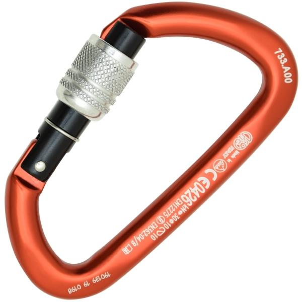 KONG Guide Screw Sleeve – Vidalı Kilitli Alüminyum 30KN D Karabina (EN 12275 / EN 362 / UIAA / EAC Sertifikalı) Red