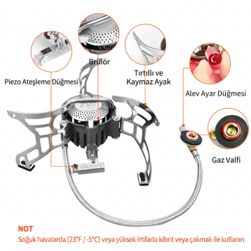Bulin BL100-T4-A WindPro 3500W Rüzgar Korumalı Izgaralı Kamp Ocağı