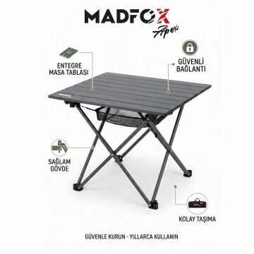 Madfox Apex Katlanabilir Alüminyum Kamp Masası 50*55*52 cm