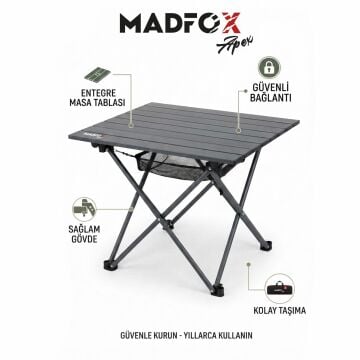 Madfox Apex Katlanabilir Alüminyum Kamp Masası 80*67*62 cm