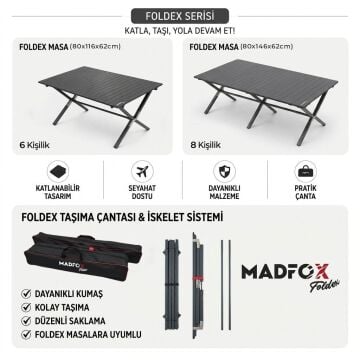 Madfox Foldex Katlanabilir Alüminyum Kamp Masası 80*62*116 cm