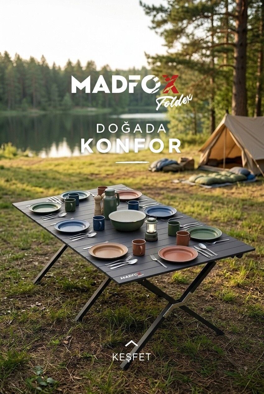Madfox Foldex Katlanabilir Alüminyum Kamp Masası 80*62*146 cm