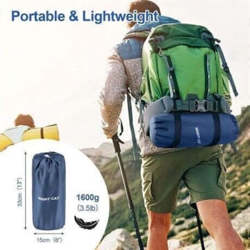 Night Cat QD-02 Çift Kişilik Dahili Pompalı Ultralight Şişme Mat - Yeşil MZ