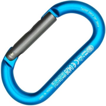 Kong Oval Straight Gate Turkuaz/Gri Düz Kapılı 22 kN Alüminyum Oval Karabina EN 12275/B UIAA 730L00BD0KK