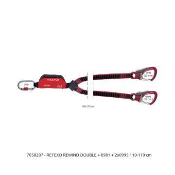 Camp Retexo Geri Sarımlı Şok Emicili Lanyard Rewind Double 120 - 180 cm 2125 + 2x2148 Bağlantı Konfigürasyonu EN 355