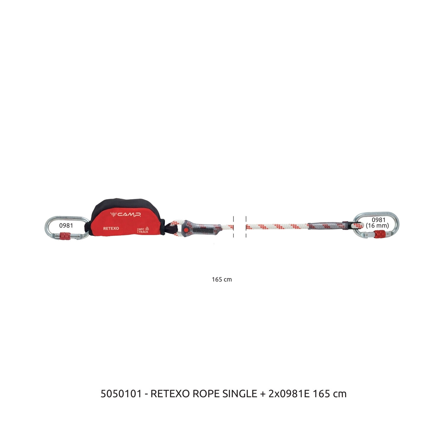 Camp Retexo Rope Lanyard Double 135 cm 2125 + 2x2148 Bağlantı Konfigürasyonu EN 355