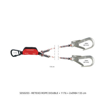Camp Retexo Rope Lanyard Double 135 cm 2125 + 2x2148 Bağlantı Konfigürasyonu EN 355