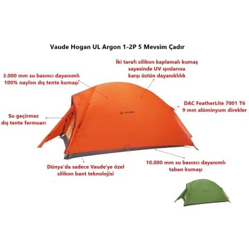 Vaude Hogan UL 2P 2 kişilik 3 Mevsim Çadır 12308