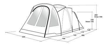 Outwell Springwood 5SG 14M² Blackroom 2+1 Odalı 5 kişilik Yüksek Aile Çadırı