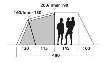 Outwell Springwood 5SG 14M² Blackroom 2+1 Odalı 5 kişilik Yüksek Aile Çadırı
