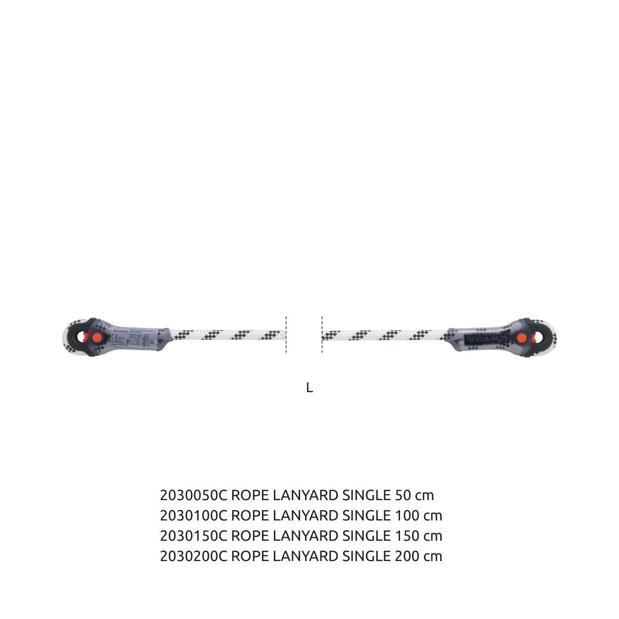 Camp Rope Lanyard Single 200 cm 0986 + 2017 Bağlantı Konfigürasyonu EN 354 EN 795