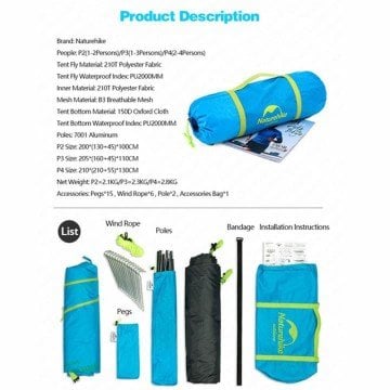 NatureHike Sky Lite 2021 3 Kişilik Kamp Çadırı (NH18Z033-P) Yeşil MZ