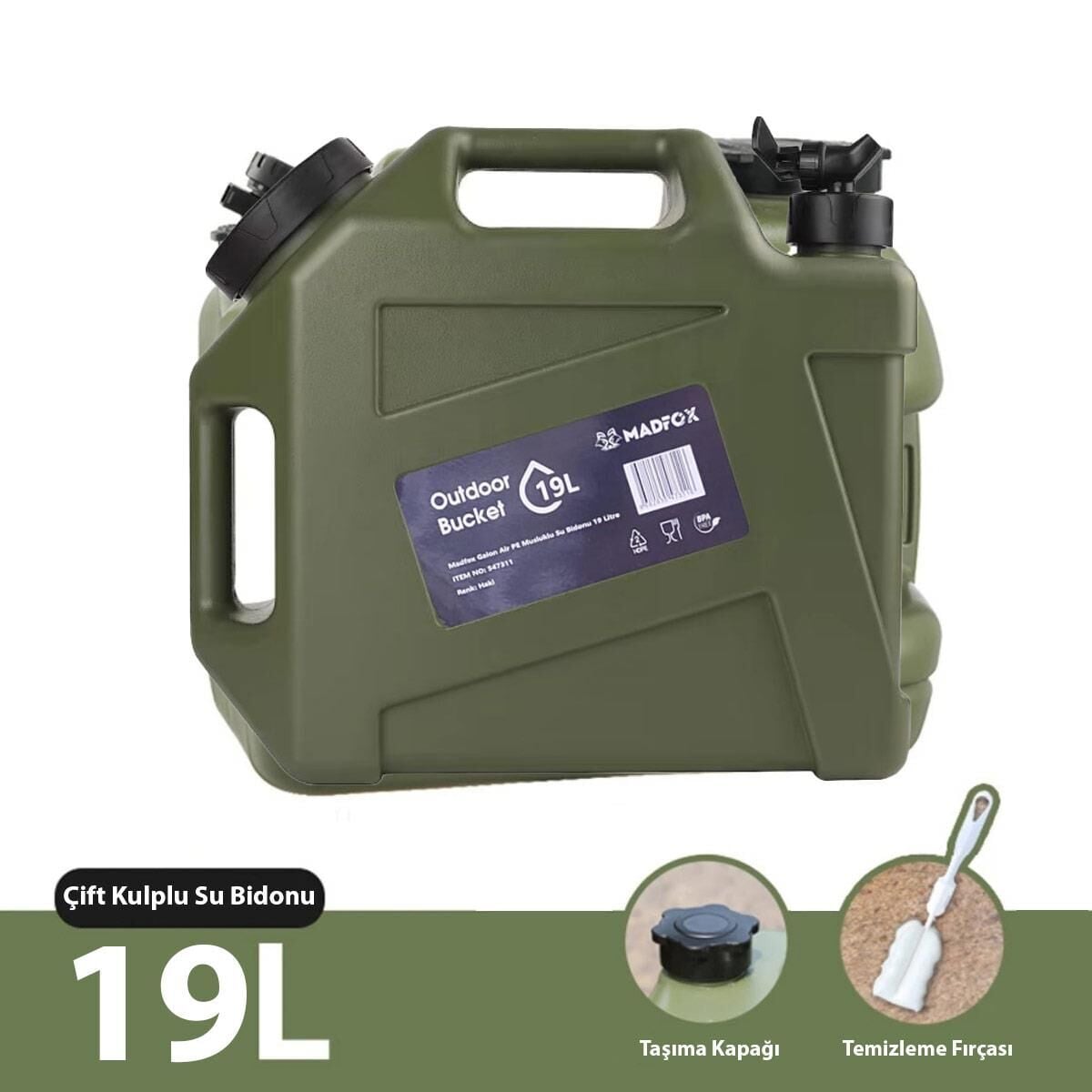 Madfox Galon Air PE Musluklu Su Bidonu 19 Litre MZ