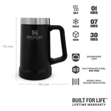 Stanley Adventure Big Grip Beer Stein 0.70L Bardak Siyah