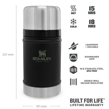 Stanley Klasik Vakumlu Çelik Yemek Termosu 0.70 Lt 0,70 LT - Siyah