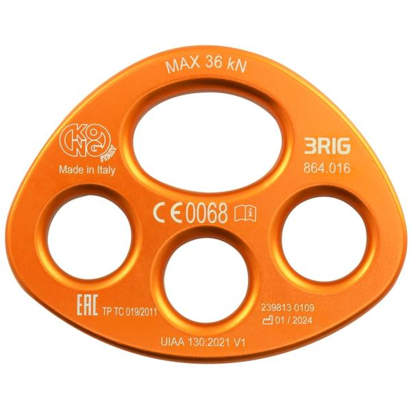 KONG 3RIG – 3 Delikli İp Dağıtım Plakası 36KN | CEN TS 16415 – EAC – UIAA 130 V1