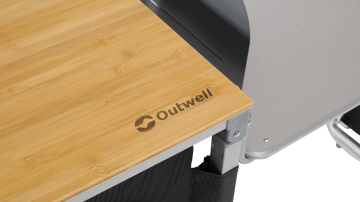 Outwell Padres Storage Unit w. Side Table Bambu Portatif Kamp Mutfağı