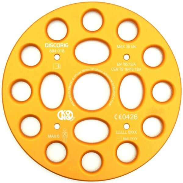 Kong Discorig Turuncu Çoklu Ankraj ve Dağıtım Plakası 6 Kullanıcılı Alüminyum EN 795/A CEN/TS 16415 UIAA 130 V1 864O18400KK