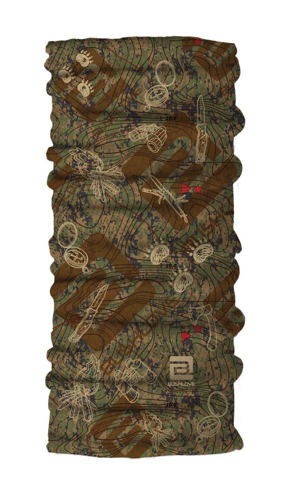 Bushlove Bushcraft Outdoor Survival Limited Bandana Haki