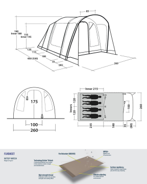 Outwell Birdland 4 TC Premium 14 M² & 4 Kişilik Polycotton Nefes Alan Yüksek Aile Çadırı