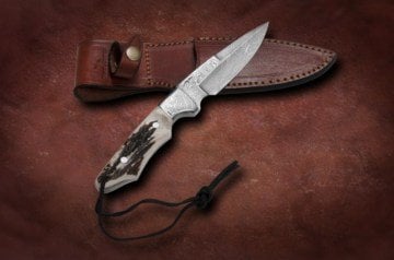 Bora DMS-B 604 Damascus Çelik, Boynuz Saplı Bıçak