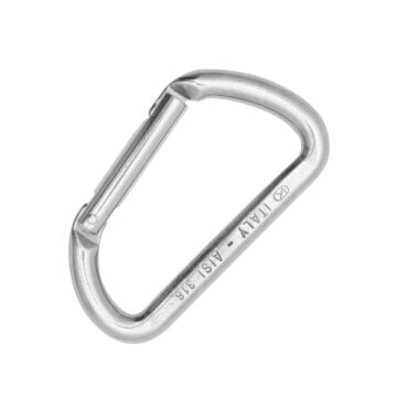 Kong Mini D Inox Parlak Düz Kapılı AISI 316 Paslanmaz Çelik Karabina Keylock 16 kN 551E00PP0KK