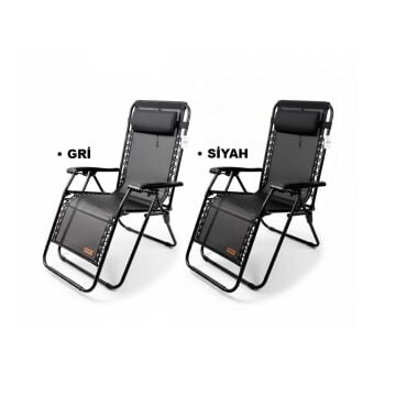 Madfox EasyRest Katlanır Şezlong Sandalye Siyah MZ