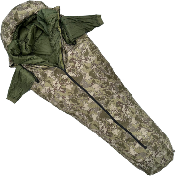 Bushlove Snag Military -44C 800 Fill Kamuflaj Kaz Tüyü Ultralight Giyilebilir Uyku Tulumu (Kolları Çıkabilir)