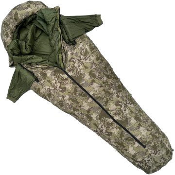 Bushlove Snag Military -44C 800 Fill Kamuflaj Kaz Tüyü Ultralight Giyilebilir Uyku Tulumu (Kolları Çıkabilir)